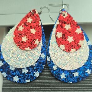 Red, White, and Blue Star Teardrop Earrings